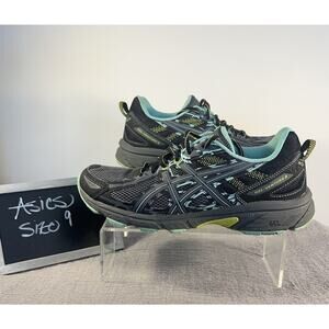 Women's Asics Gel-Venture 6 Black/Carbon/Green Athletic Sneaker Size 9